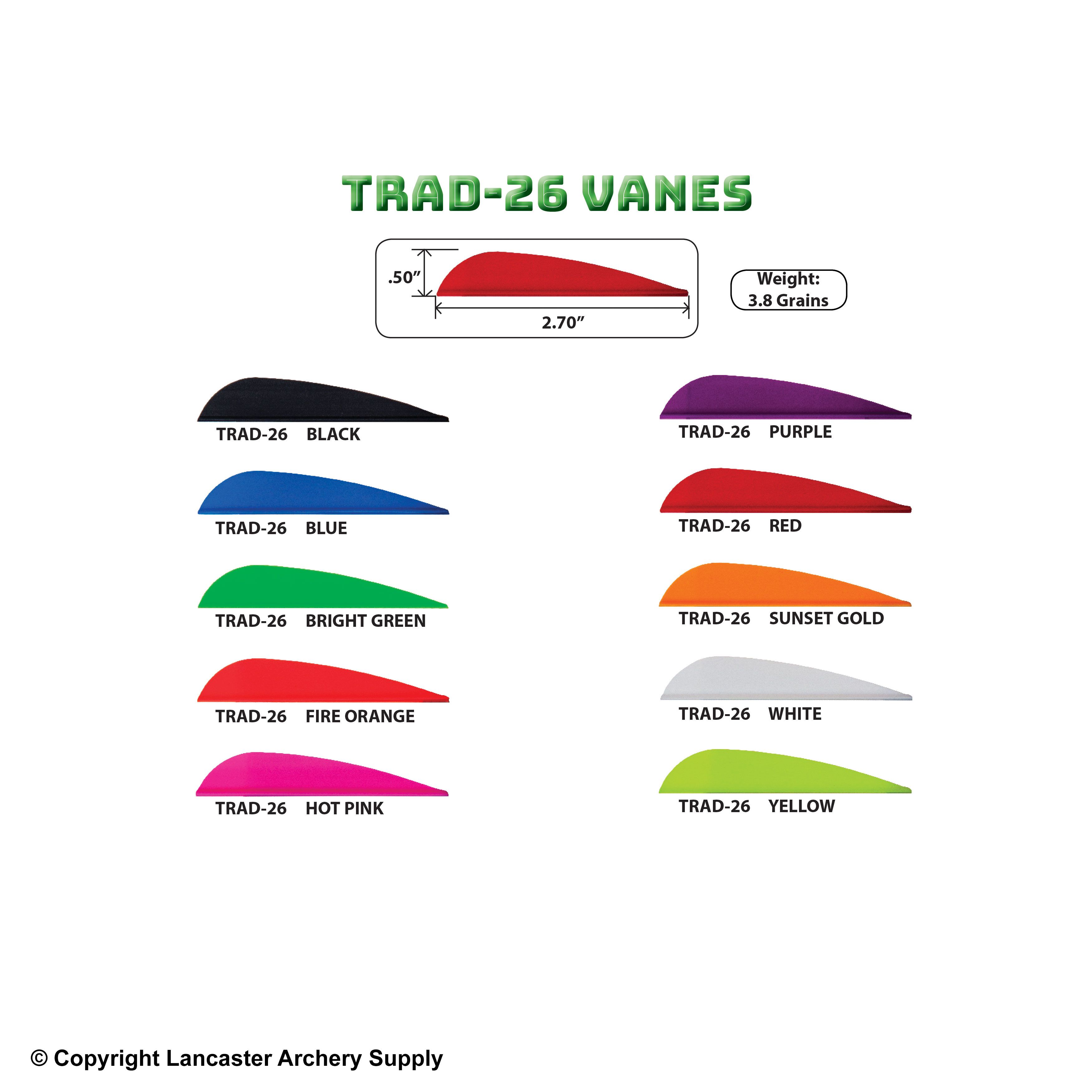 Letky Trad vanes 3" - náhrada prírodných letiek