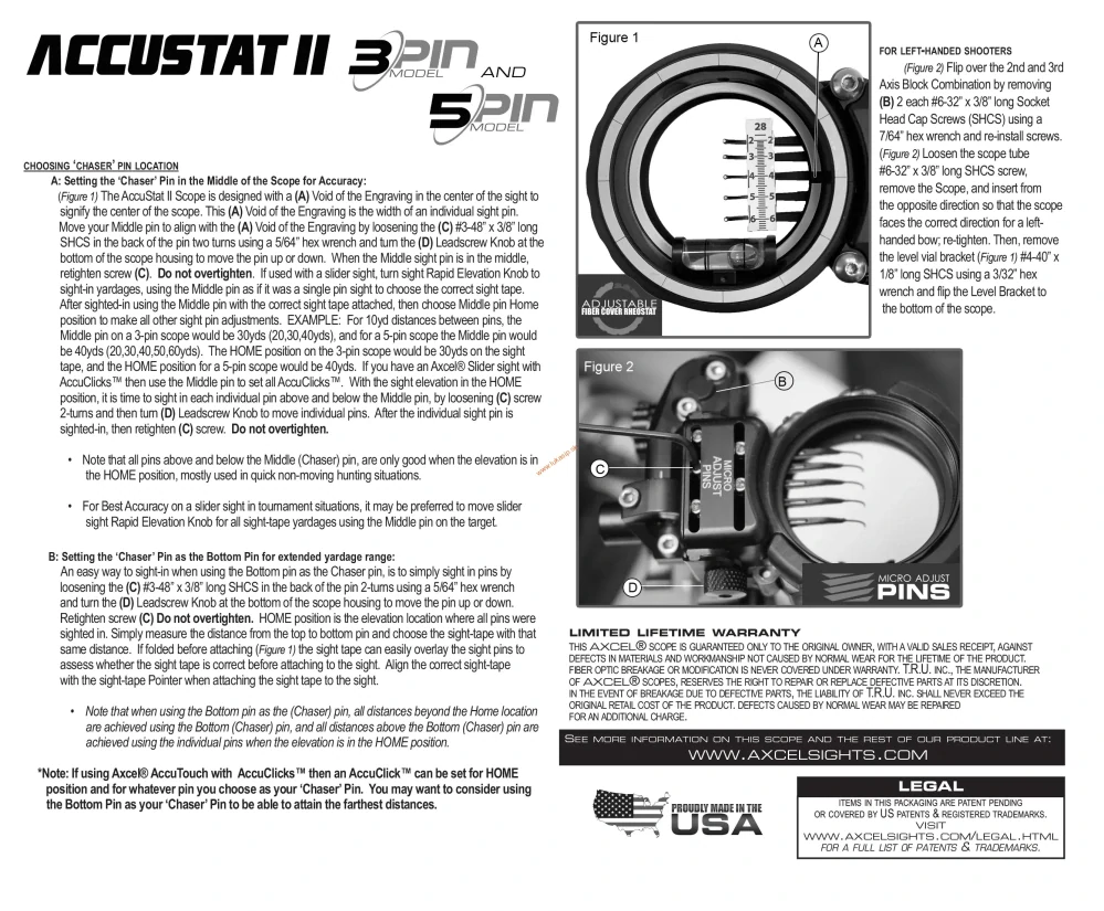 Mieridlá Axcel Sight Landslyde Carbon Pro with AccuStat II Scope 5 Pins .019"